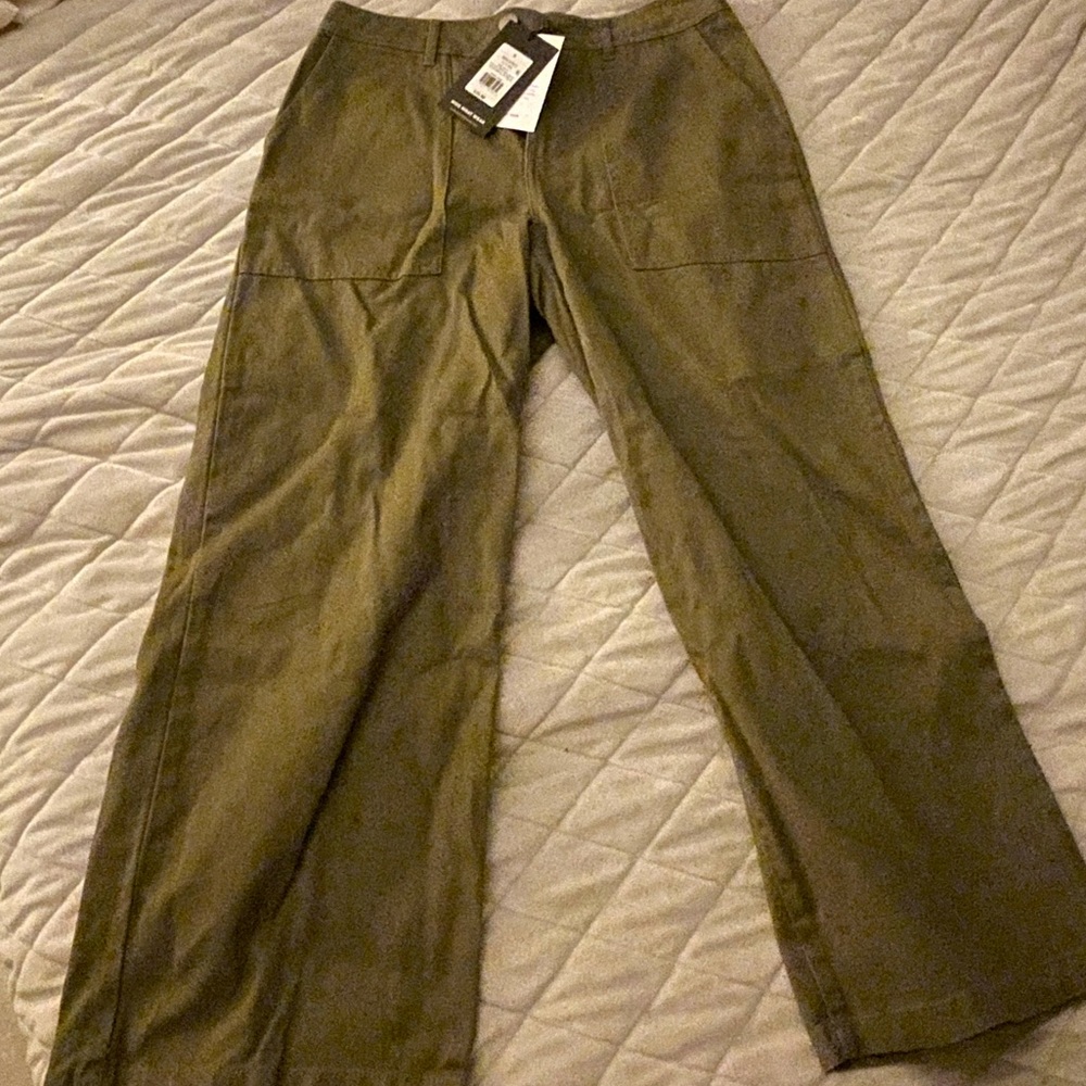 Olive green denim pants